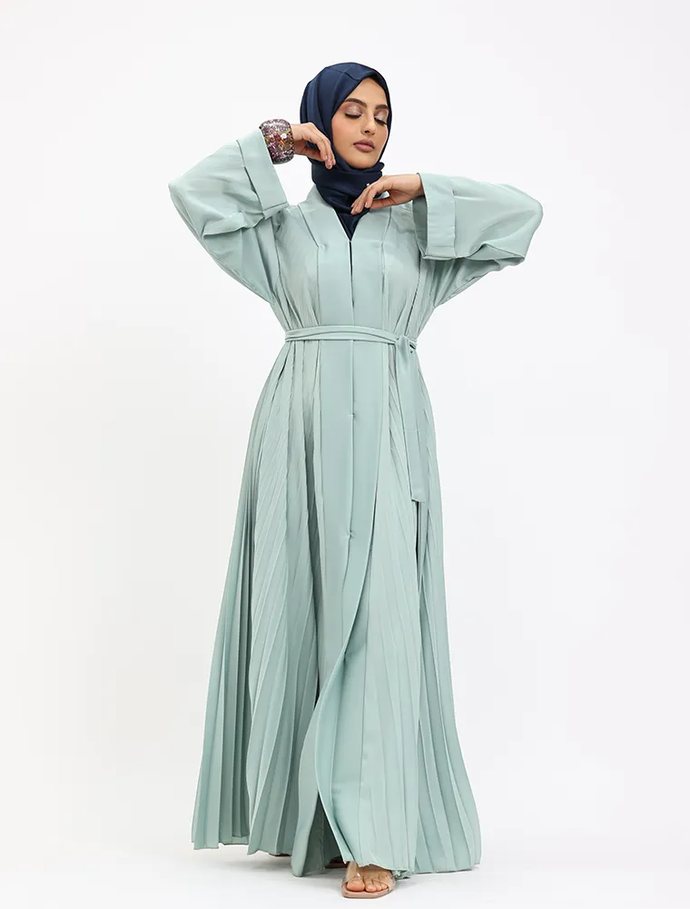 Sage Pleated Silhouette Abaya